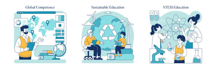 Education Trends. Flat Vector Illustration