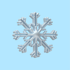 3d render set of snowflakes. Meteorology realistic element. Vector symbol of cold, frost. Design element for winter season	