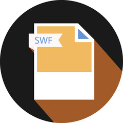 SWF File format icon and black shadow circular shape