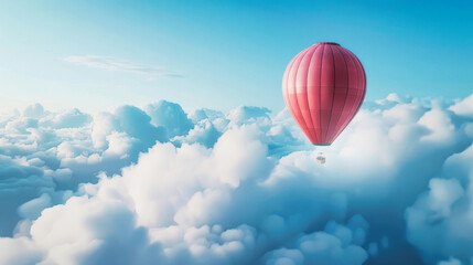 Fototapeta premium A hot air balloon floating in the sky with white clouds