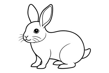 a black silhouette single  line rabbit with white background 