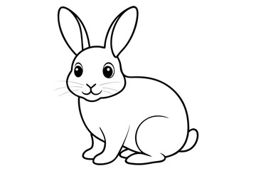 a black silhouette single  line rabbit with white background 