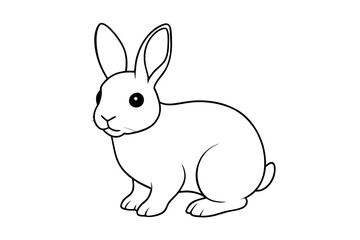 a black silhouette single  line rabbit with white background 