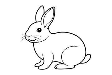 a black silhouette single  line rabbit with white background 