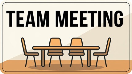 Team Meeting Illustration with Empty Chairs and Table