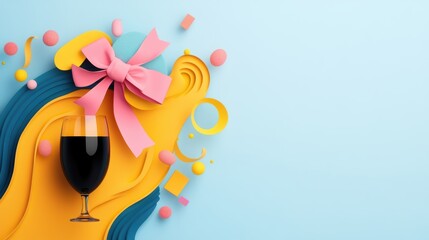 An abstract illustration with a ribbon and bow forming a unique and visually appealing design, incorporating the text Happy New Year 2025 seamlessly into the design.