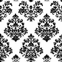 Fototapeta premium Elegant black and white damask pattern on a seamless background.