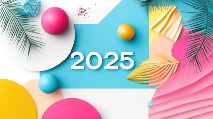 A dynamic banner with "2025" in a bold, colorful font, suitable for social media posts and marketing materials.