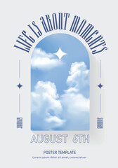 Aesthetic cloud poster design template with typography