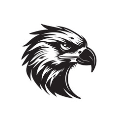Black and White Vector Illustration of an Eagle Head Mascot on a Clean White Background