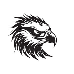 Bold Black and White Vector Eagle Head Mascot Illustration on a Pure White Background