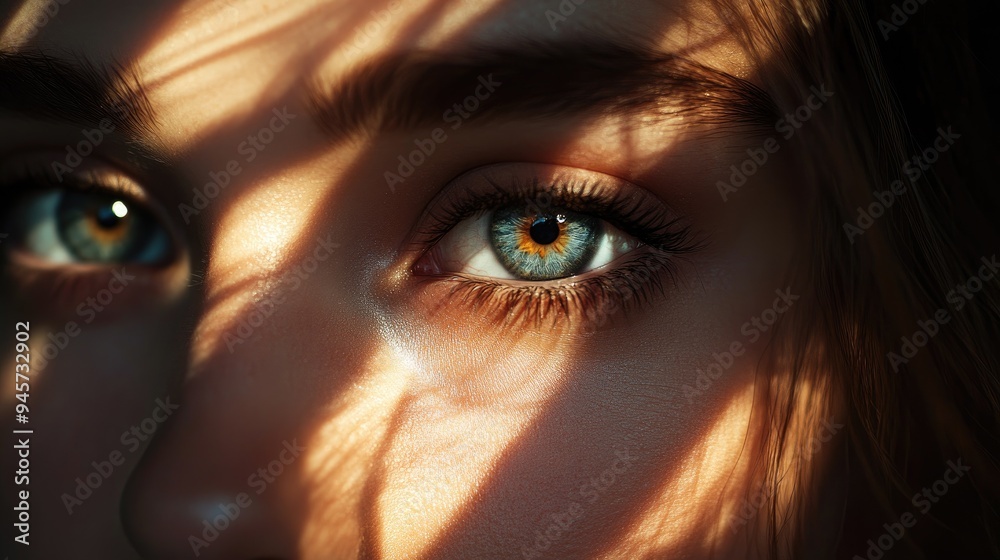 Canvas Prints Close-up of a Woman's Eye with Light Streaks and Shadow