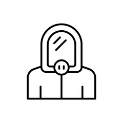 Contamination suit outline icons, minimalist vector illustration ,simple transparent graphic element .Isolated on white background