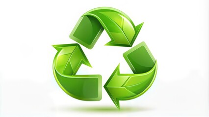 Obraz premium A stylized, eco-friendly green icon with a recycling symbol integrated into the design, conveying environmental responsibility and sustainability on a clean white background.