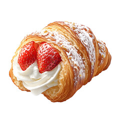 Strawberry and Cream Croissant - AI-Generated Delicious Pastry Image
