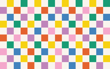 Colorful Groovy checkered vintage aesthetic backgrounds