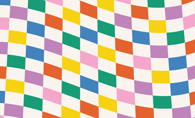Colorful Groovy checkered vintage aesthetic backgrounds