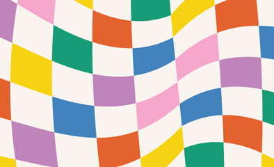 Colorful Groovy checkered vintage aesthetic backgrounds