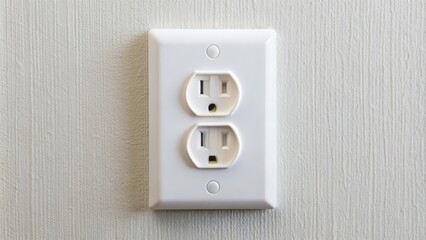 A white plastic outlet cover securely fastened over a standard wall outlet to protect children from electrical shock and prevent accidental insertion.