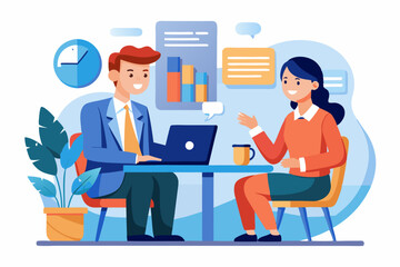 Job interview, business discussion meeting or recruitment manager, candidate answer question or career development, communication or hiring concept, business people answer question in job interview. 
