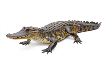 Naklejka premium Crocodile On White Background