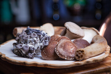 A dish with different kind of mushrooms