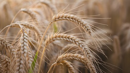 Autumn Paddy Field Landscape with Ripening Rice Crops in Golden Sunlight for Harvest Concept