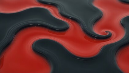 Abstract red and black liquid swirls.