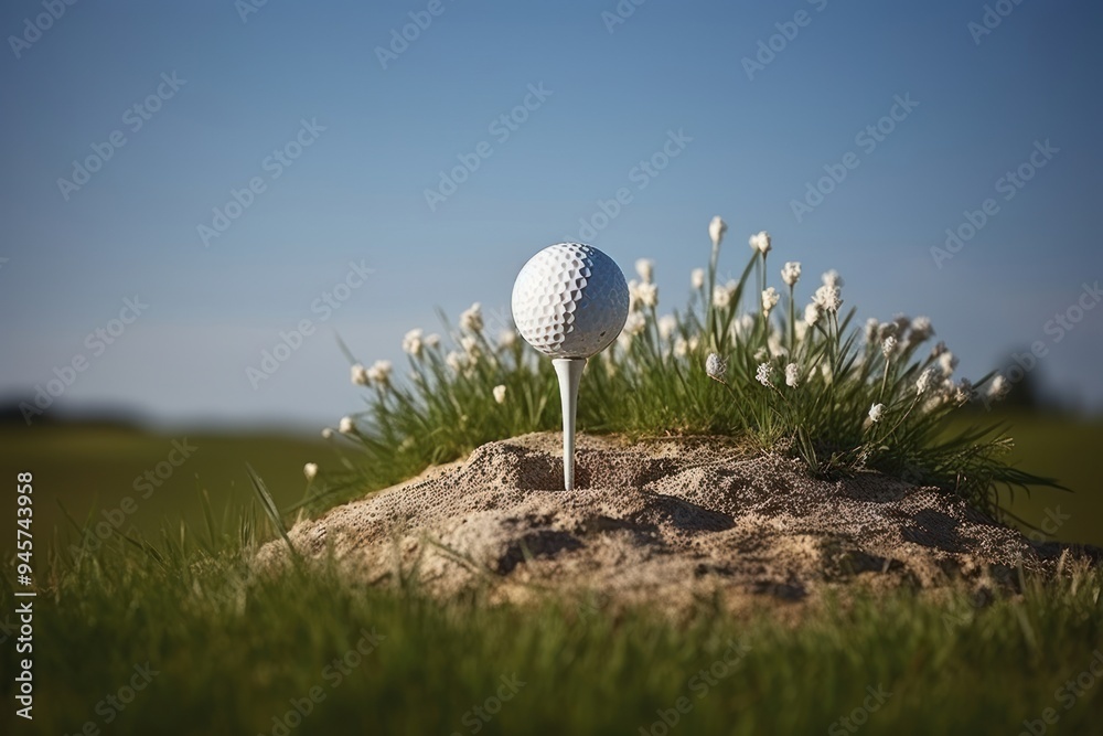 Poster Golf ball grassland outdoors nature.