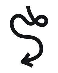 Hand drawn thick curly arrow to the left