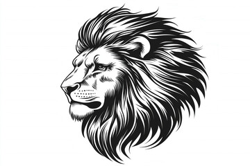 Lion Head On White Background