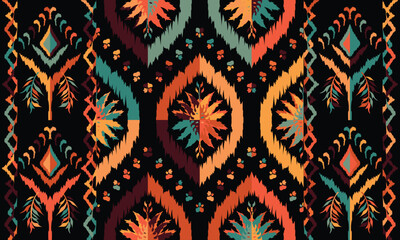 Abstract geometric ethnic pattern design for clothing, fabric, background, wallpaper, wrapping, batik. Knitwear, Pixel pattern, Embroidery style. Tribal vector texture.