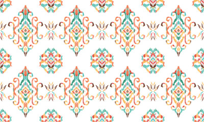 Abstract geometric ethnic pattern design for clothing, fabric, background, wallpaper, wrapping, batik. Knitwear, Pixel pattern, Embroidery style. Tribal vector texture.