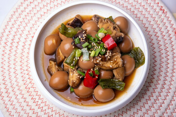 Braised Quail Eggs and Shiitake Mushrooms in Soy Sauce