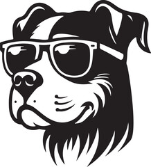 dog head wearing sunglass vector art illustration