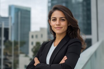 Latina Business Leader: A portrait of a successful Latina businesswoman, possibly with a cityscape or modern office in the background.