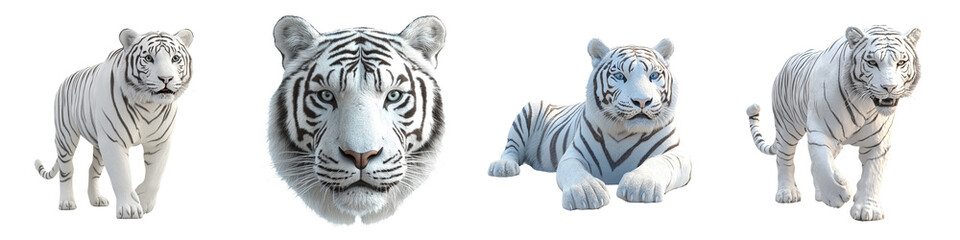 A stunning collection of white tiger images showcasing their beauty and grace in various poses and perspectives.