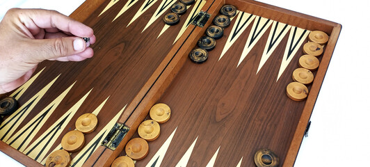 Backgammon game board on the table