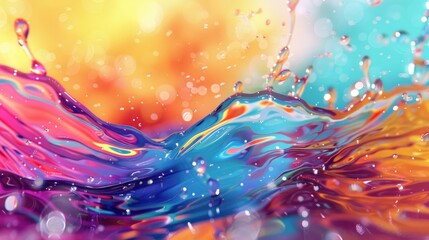 Abstract summer background with flowing lines and bright splashes of color, energetic and exciting