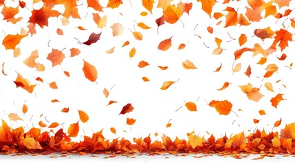 frame of falling autumn leaves  on white background with free space for text in the center, vector image