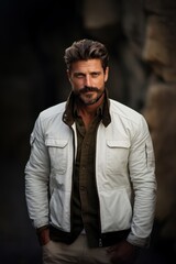 Fototapeta premium Jacket portrait adult beard.