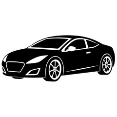 Luxury car silhouette vector design, high-end black car illustration on a white background