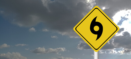 danger,caution,Hurricane Idalia warning sign against a powerful stormy background with copy space. Dirty and angled sign with cyclonic winds add to the drama.hurricane season sign on cloudy background