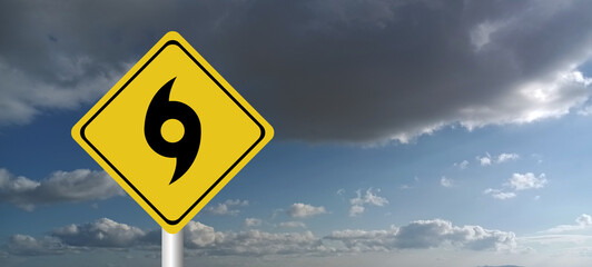 danger,caution,Hurricane Idalia warning sign against a powerful stormy background with copy space. Dirty and angled sign with cyclonic winds add to the drama.hurricane season sign on cloudy background