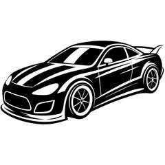 Racing car silhouette vector design, aerodynamic black car illustration on a white background