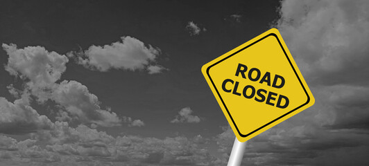 Road Close Ahead Sign - Brazil - Vector illustration of a orange road sign indicating road closed ahead	
