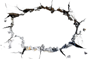 Shattered Facade Jagged Hole Puncturing a White Wall