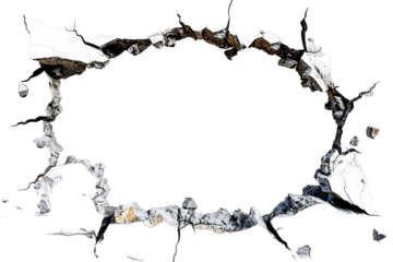 Shattered Facade Jagged Hole Puncturing a White Wall
