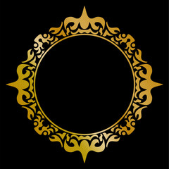 Premium round gold ornament vector illustration, gold invitation decoration. gold mandala ornament.