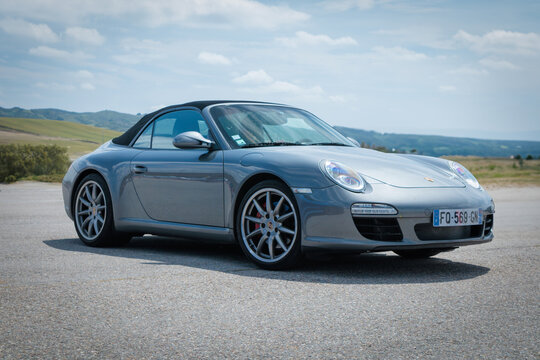 Los Arcos, Spain-May 25, 2024: Porsche 911 (997) Carrera S Cabriolet